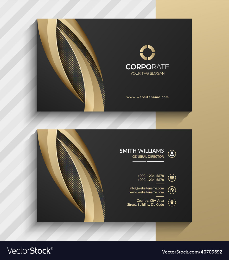 Luxury gold and black business card template Vector Image