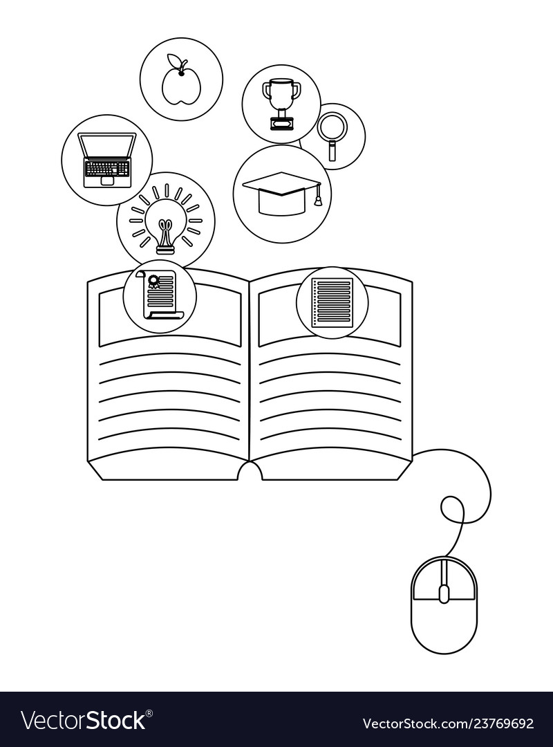Online Education Elements Cartoon Royalty Free Vector Image