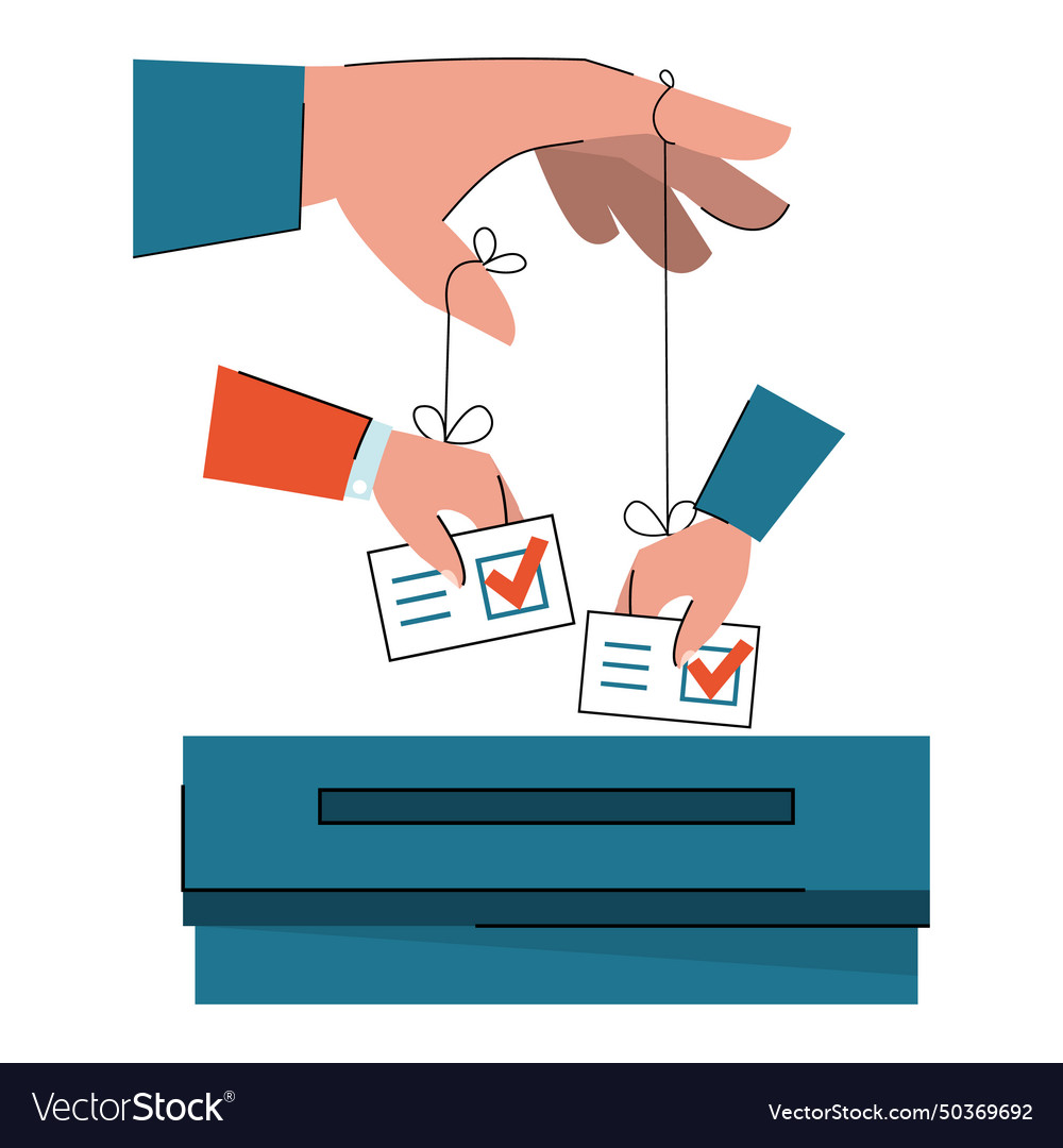 Political puppets put ballots in box Royalty Free Vector