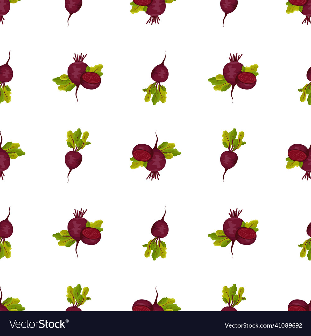 Seamless pattern with beet print of healthy vector image Seamless pattern with beet print of healthy