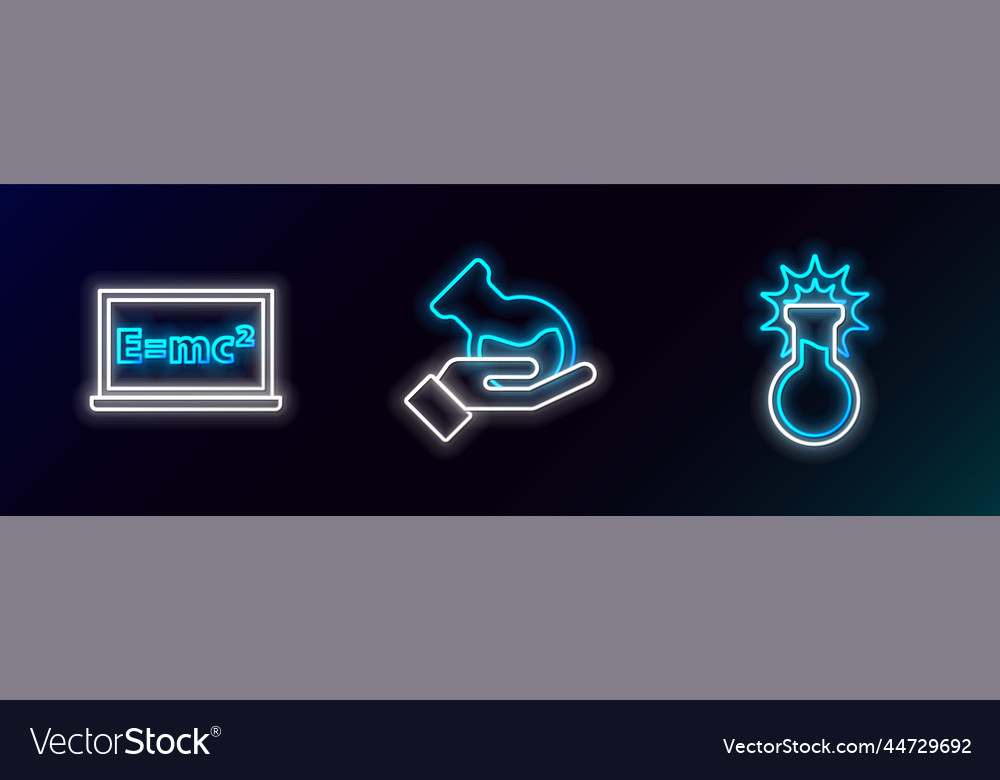 Set line test tube and flask equation solution vector image Set line test tube and flask equation solution