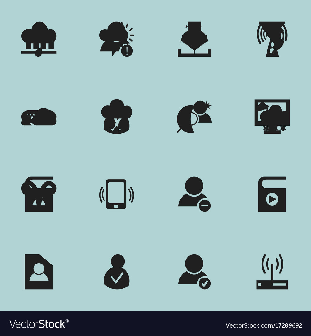 Set of 16 editable network icons includes symbols