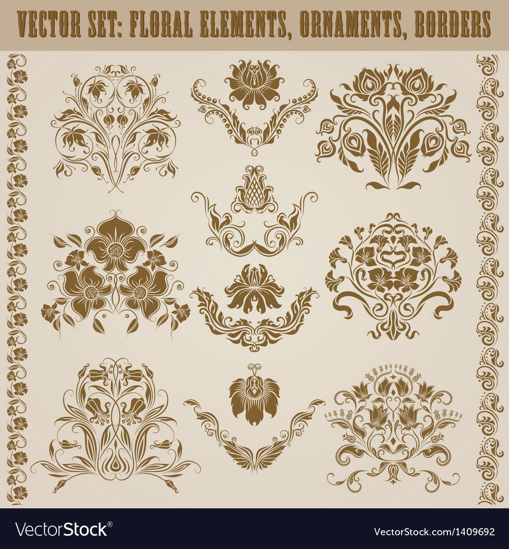 Set of damask ornaments