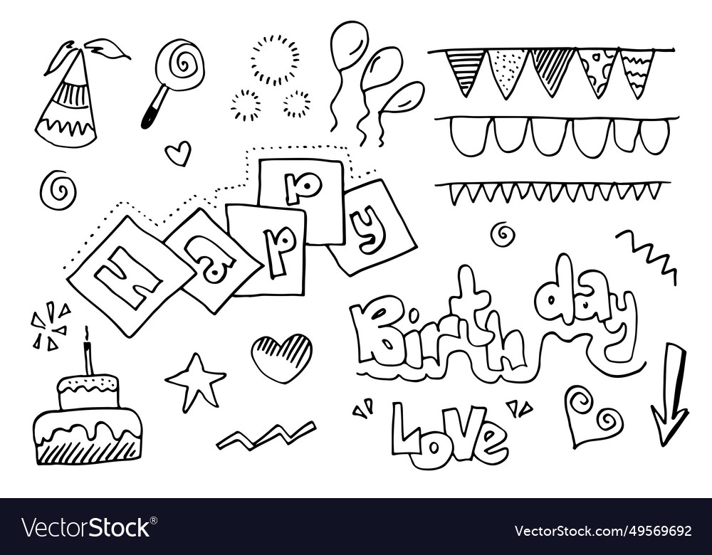 Set of hand drawn doodle cartoon objects Vector Image