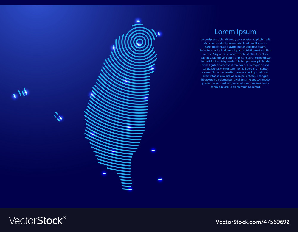 Taiwan map from futuristic concentric blue