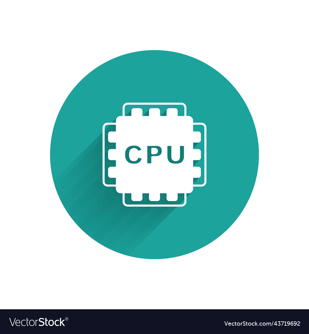White computer processor with microcircuits cpu vector image White computer processor with microcircuits cpu