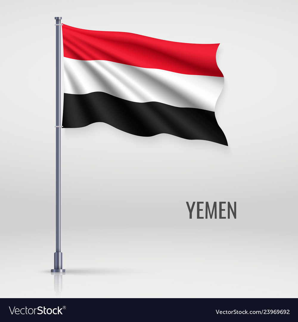 Yemen Flag on Flagpole