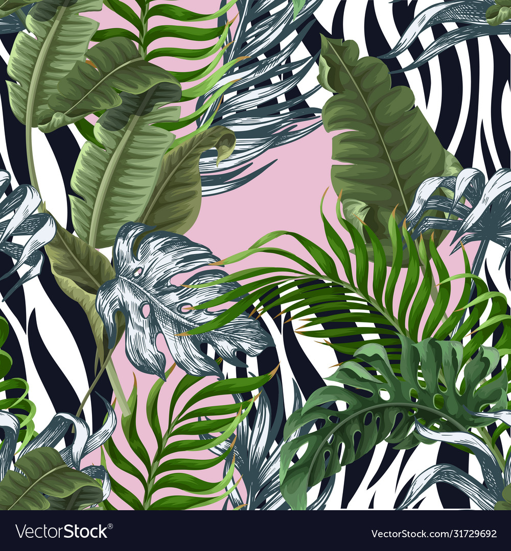 Zebra Skin Tropical Pattern