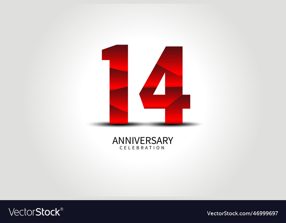 14 year anniversary celebration logo red vector image 14 year anniversary celebration logo red