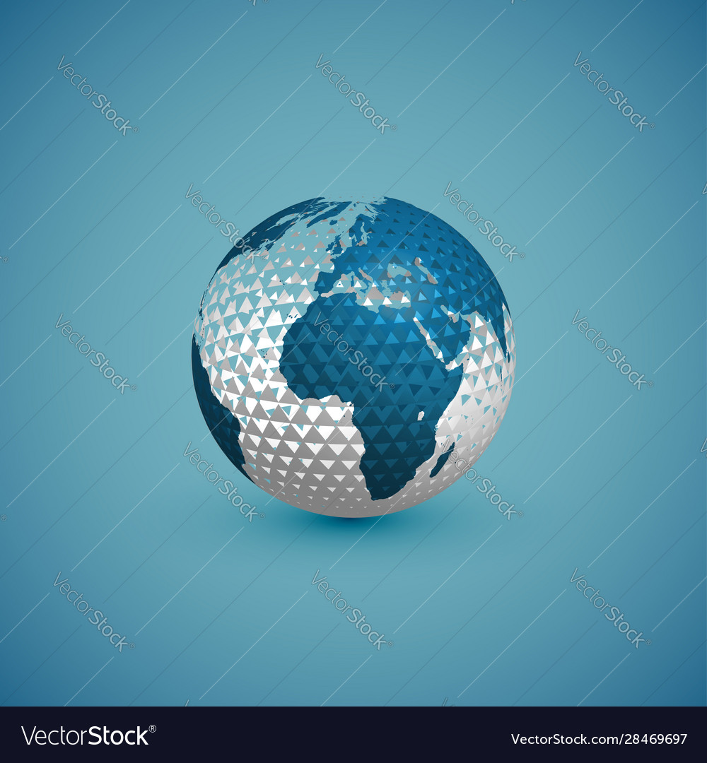 Blue globe map with pattern sphere vector image Blue globe map with pattern sphere