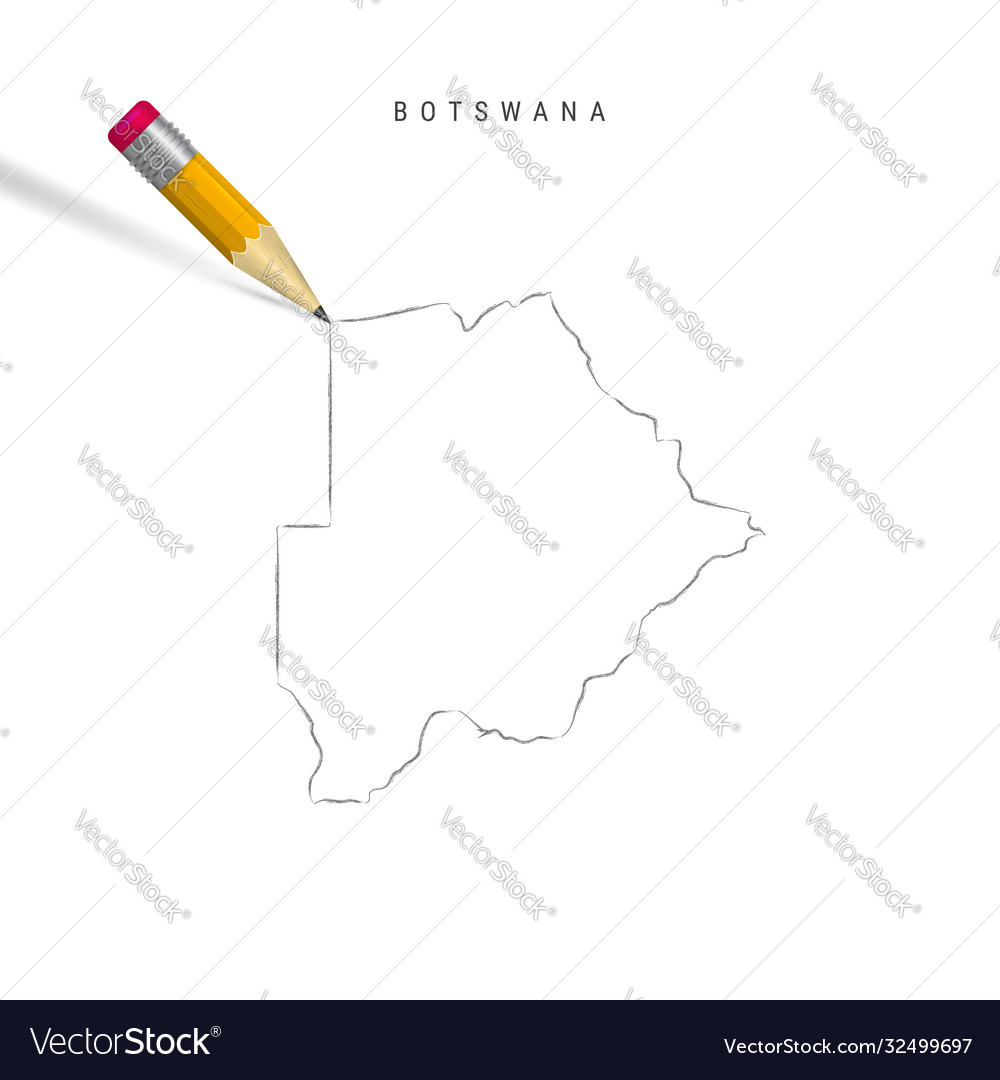 Botswana freehand pencil sketch outline map
