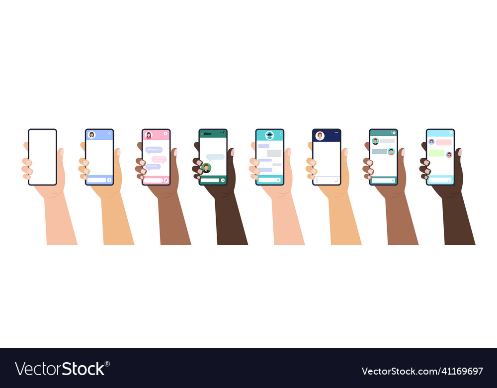 Chat bot dialoge windows on smartphone screen flat vector image Chat bot dialoge windows on smartphone screen flat