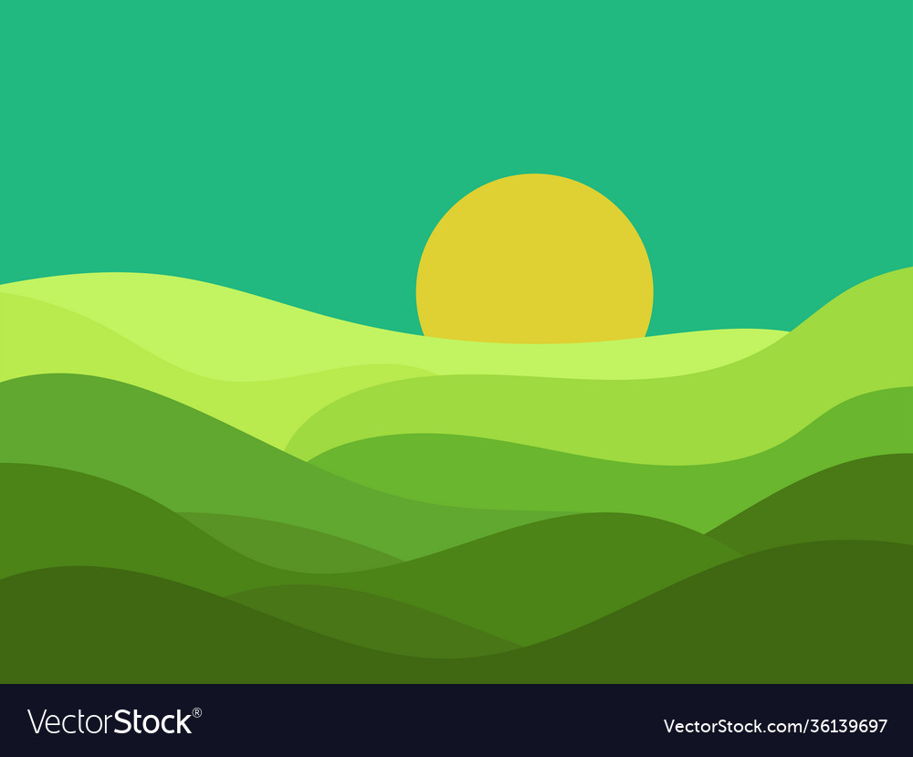 Green hills landscape in minimalist style boho Vector Image