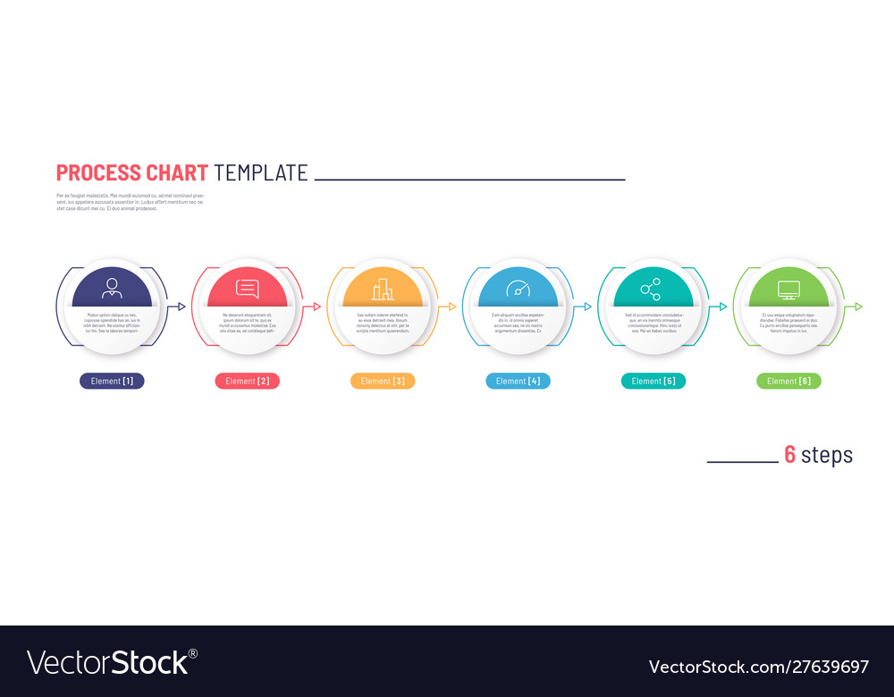 Infographic process chart template six Royalty Free Vector