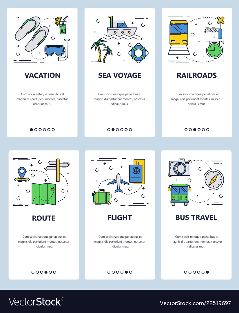 Line art web and mobile app template set vector image Line art web and mobile app template set