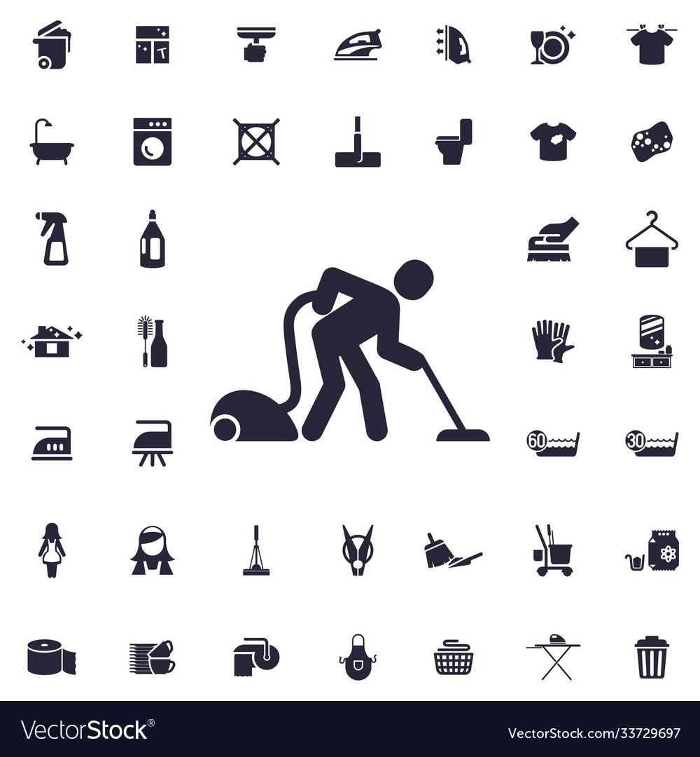 Man with vacuum cleaner icon