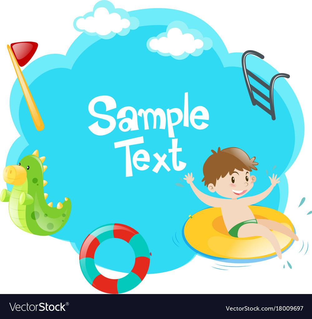 Paper template with boy in the pool