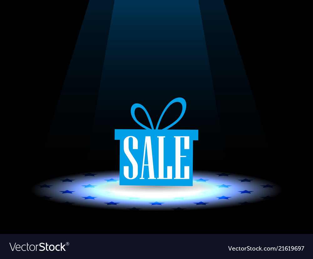 Sale gift box under the spotlight