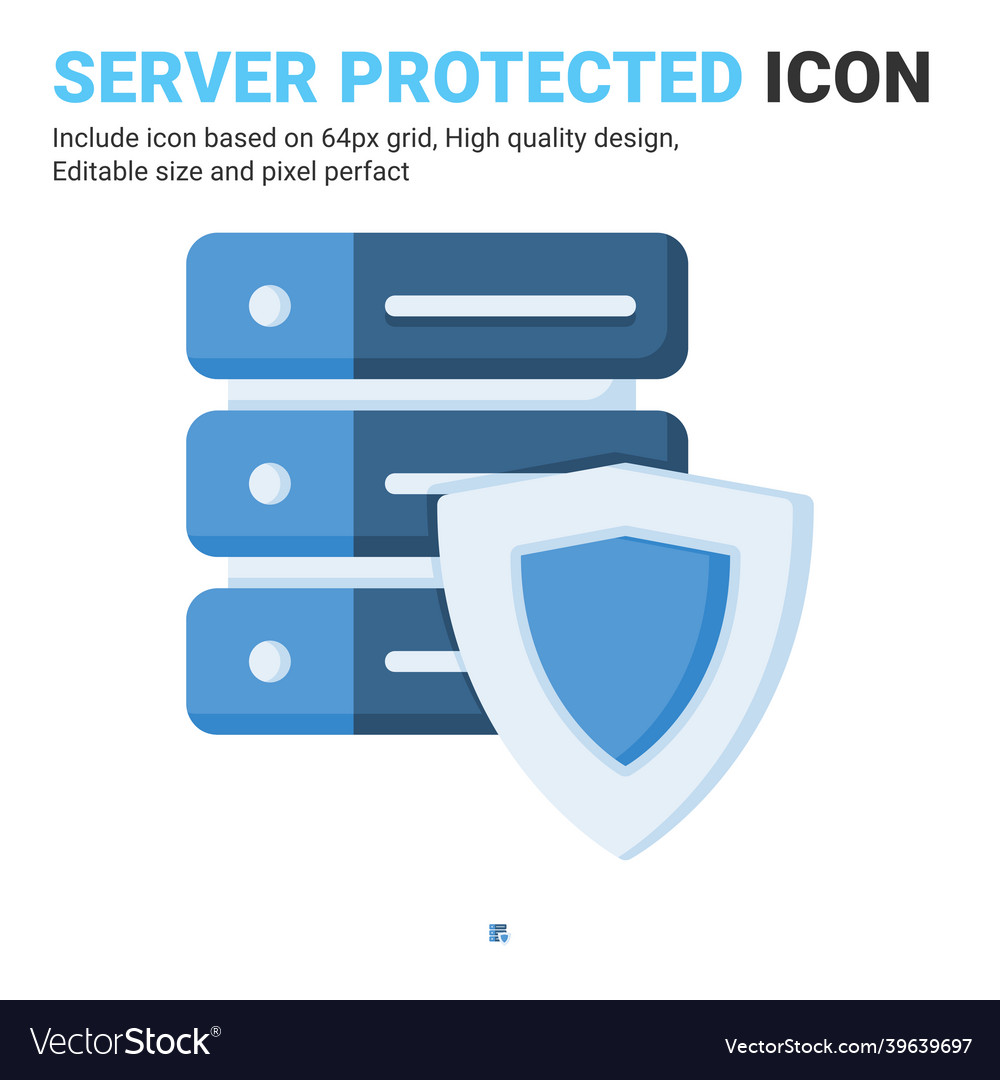 Server protected icon with flat color style vector image Server protected icon with flat color style