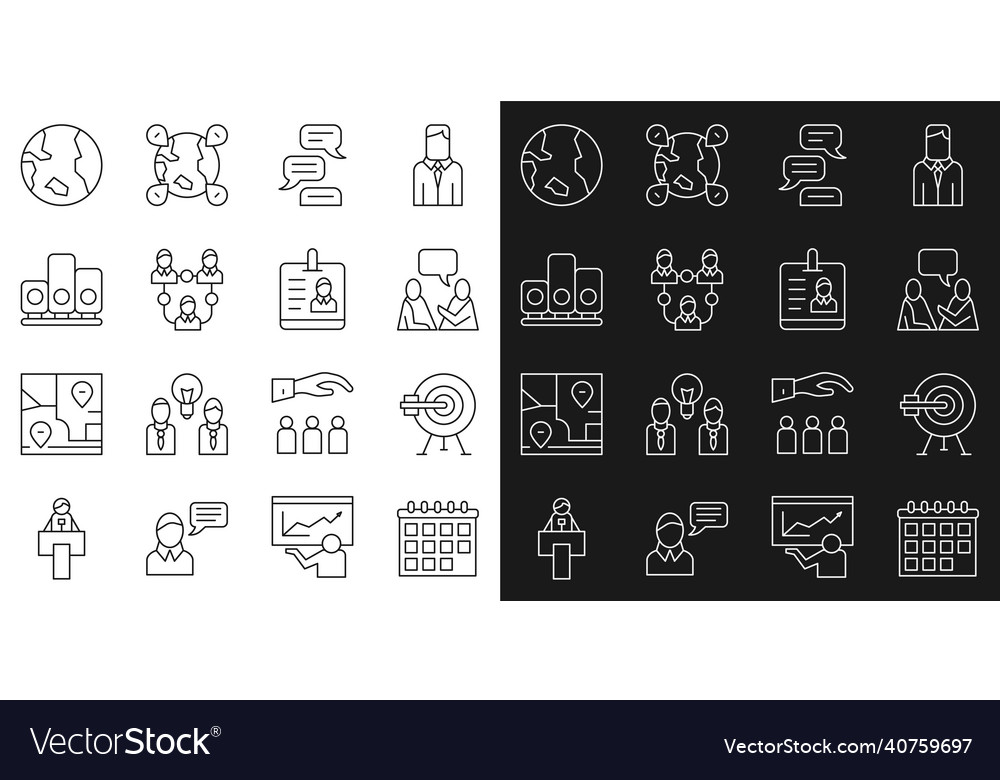Set line calendar target with arrow two sitting vector image Set line calendar target with arrow two sitting