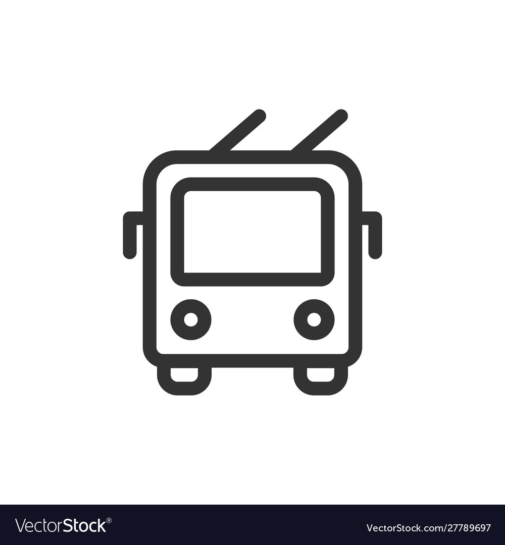 Trolley bus front view outline style icon