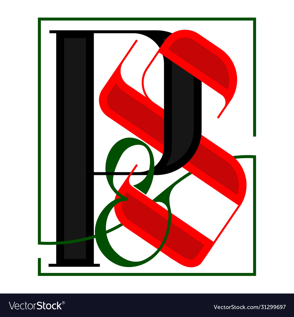 Two intertwined letters with curls a monogram