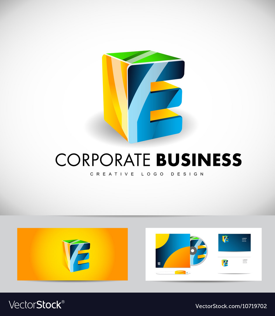 Alphabet Letter E Corporate Business 3d Logo Icon Vector Image