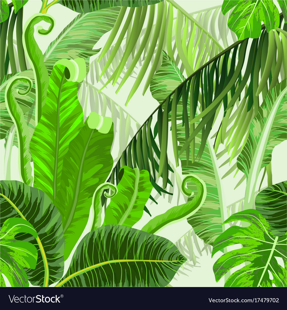 Botanical seamless pattern with tropical trees