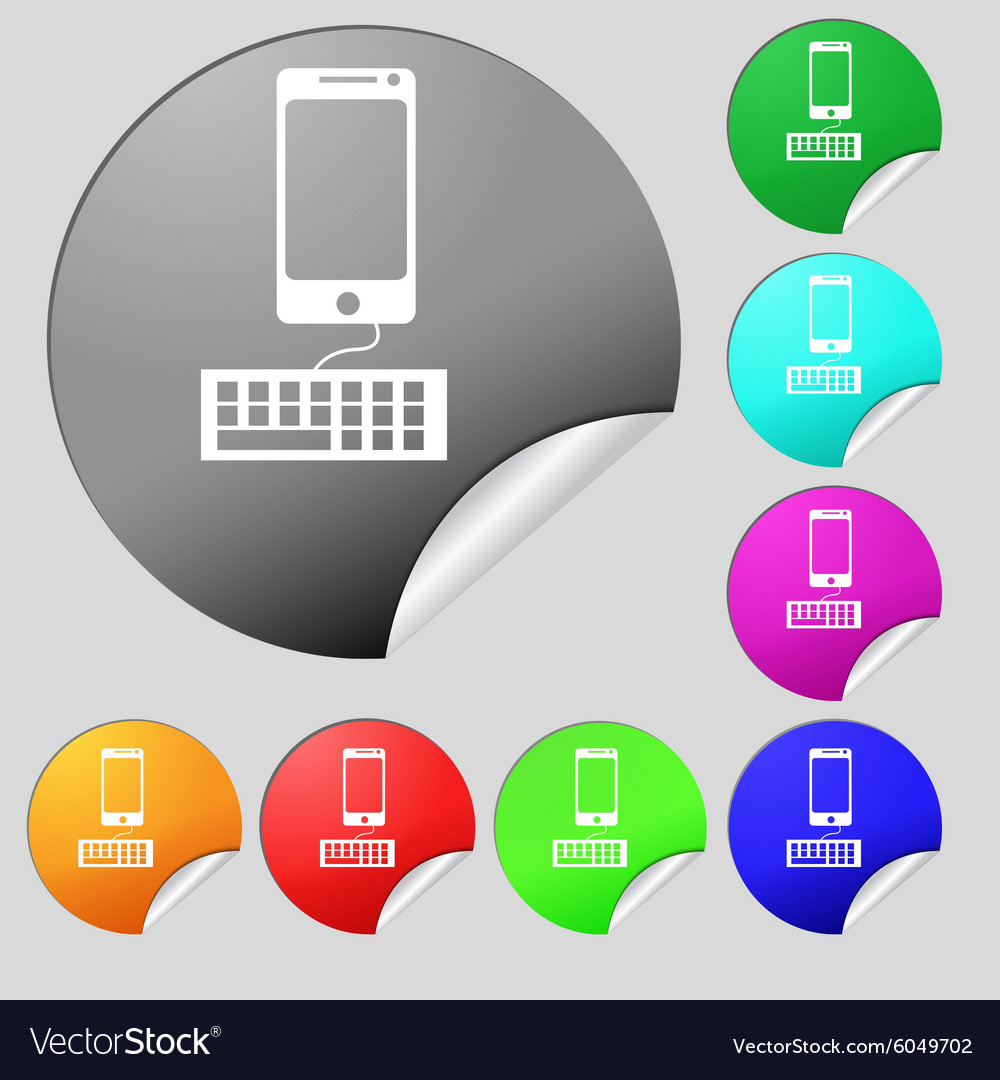 Computer keyboard and smatphone icon set of eight
