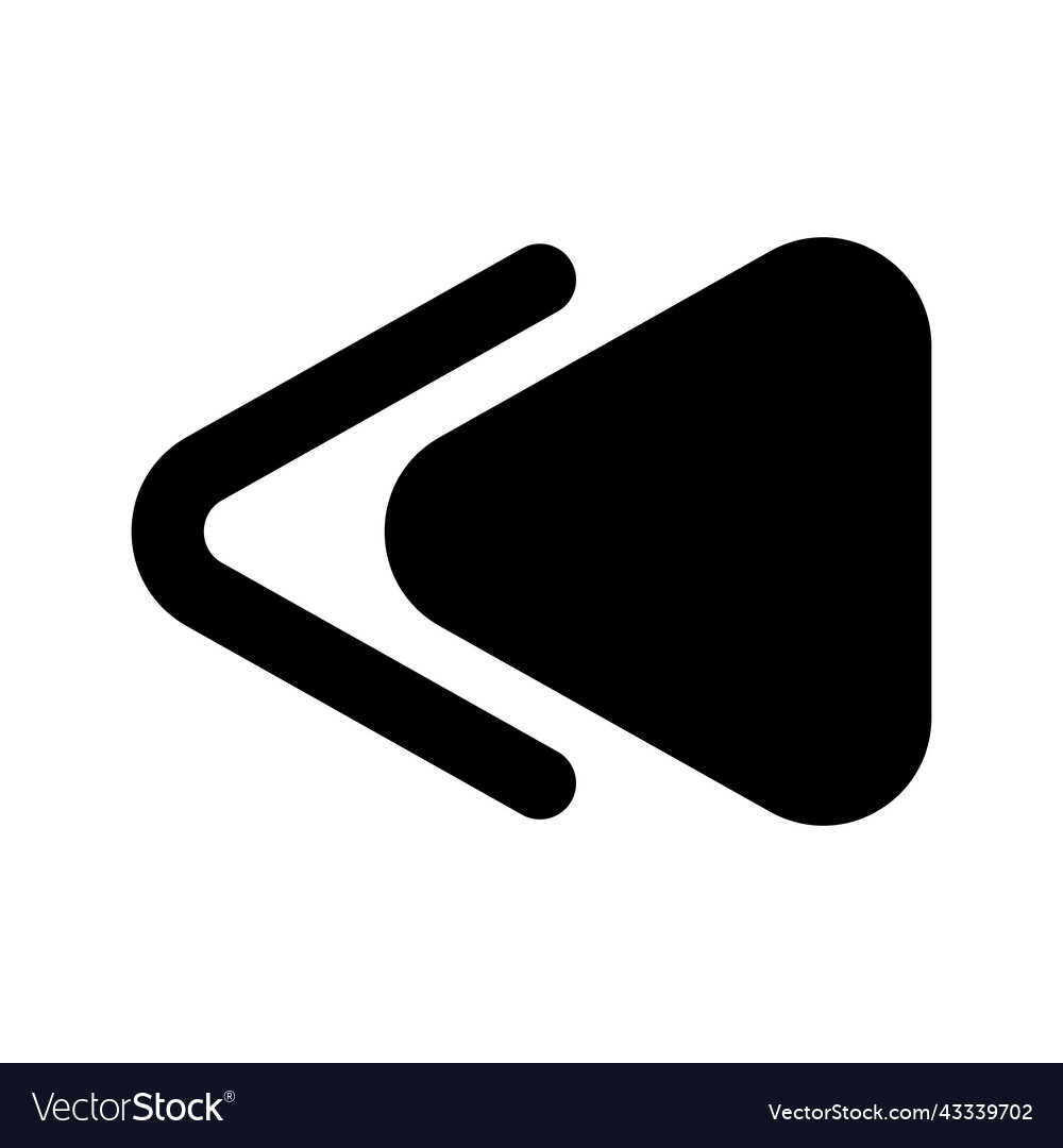 Fast reverse button black glyph ui icon vector image Fast reverse button black glyph ui icon