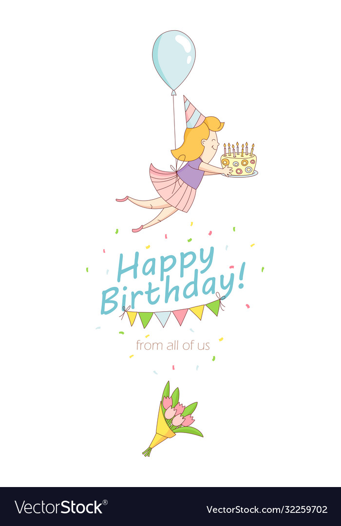 Happy birthday party greeting card invitation vector image Happy birthday party greeting card invitation