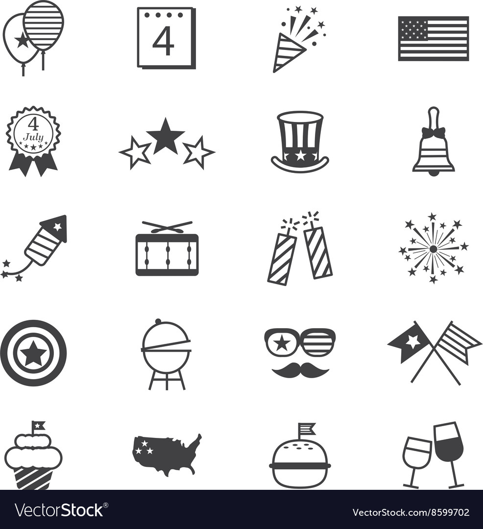 Independence day icons line Royalty Free Vector Image