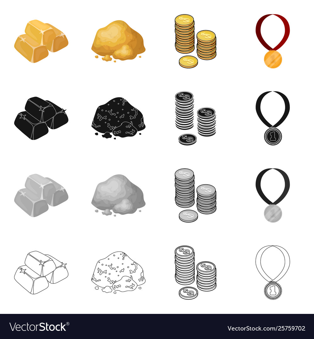 Isolated object and gold icon collection