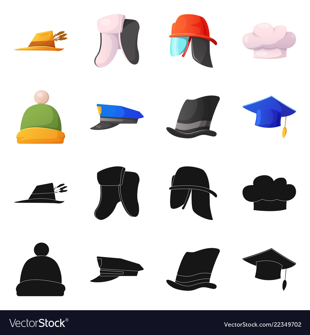 Isolated object of headgear and cap logo set