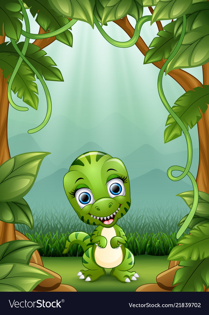 Little dinosaurs smile living in the jungle Vector Image