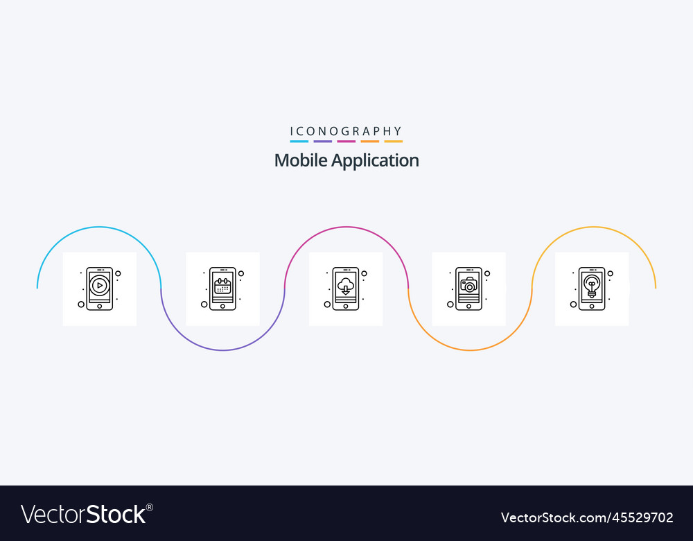 Mobile application line 5 icon pack including