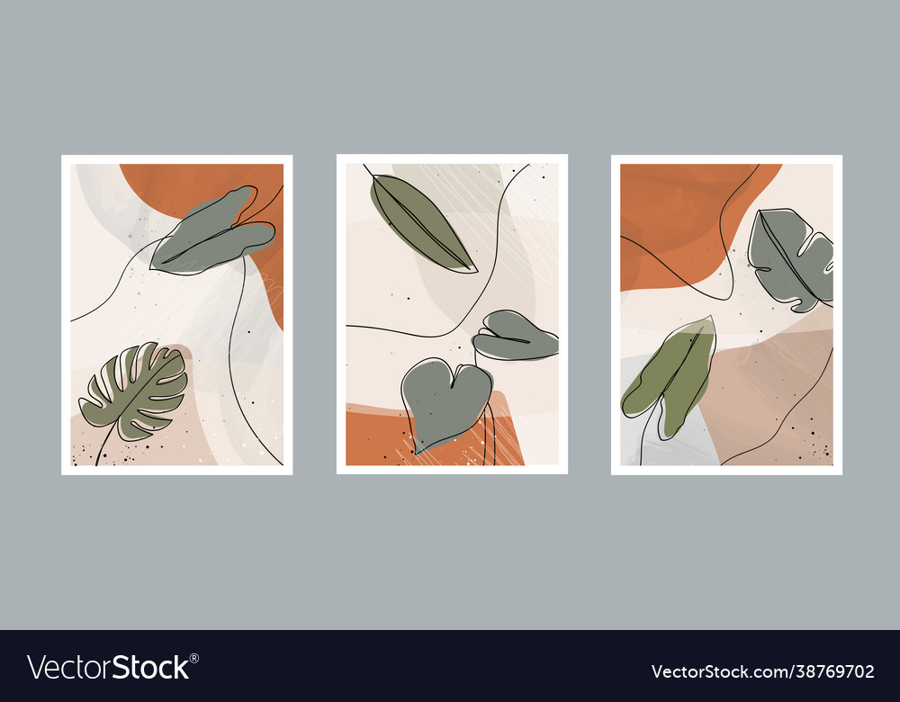 Modern abstract leaves line art background