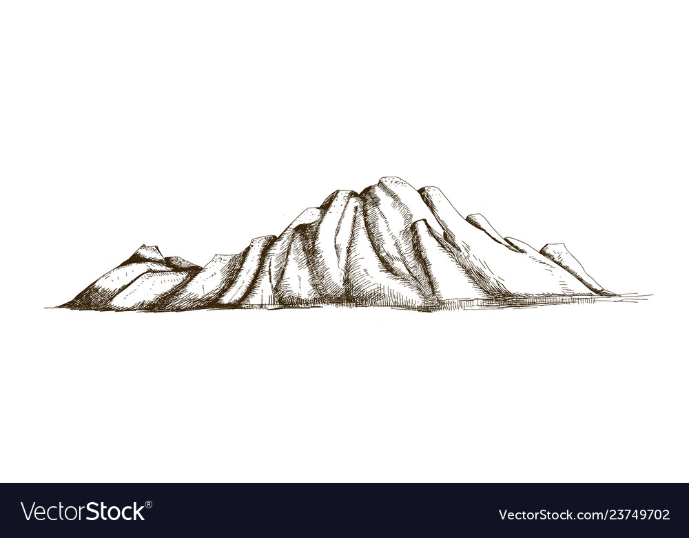Mountain ridge or range hand drawn with contour Vector Image