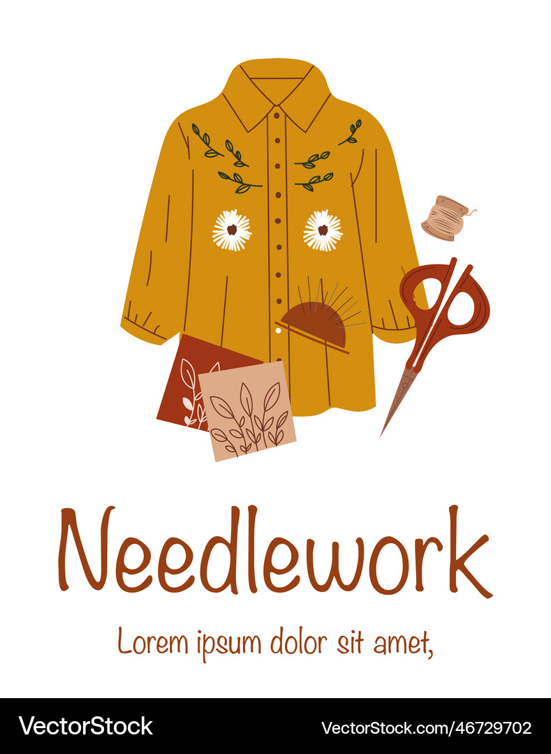 Needlework banner concept Royalty Free Vector Image