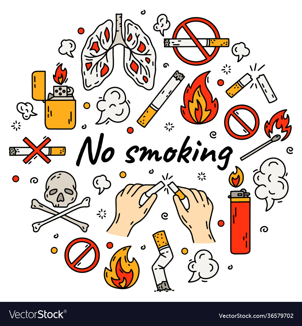 No smoking set and concept bad habits