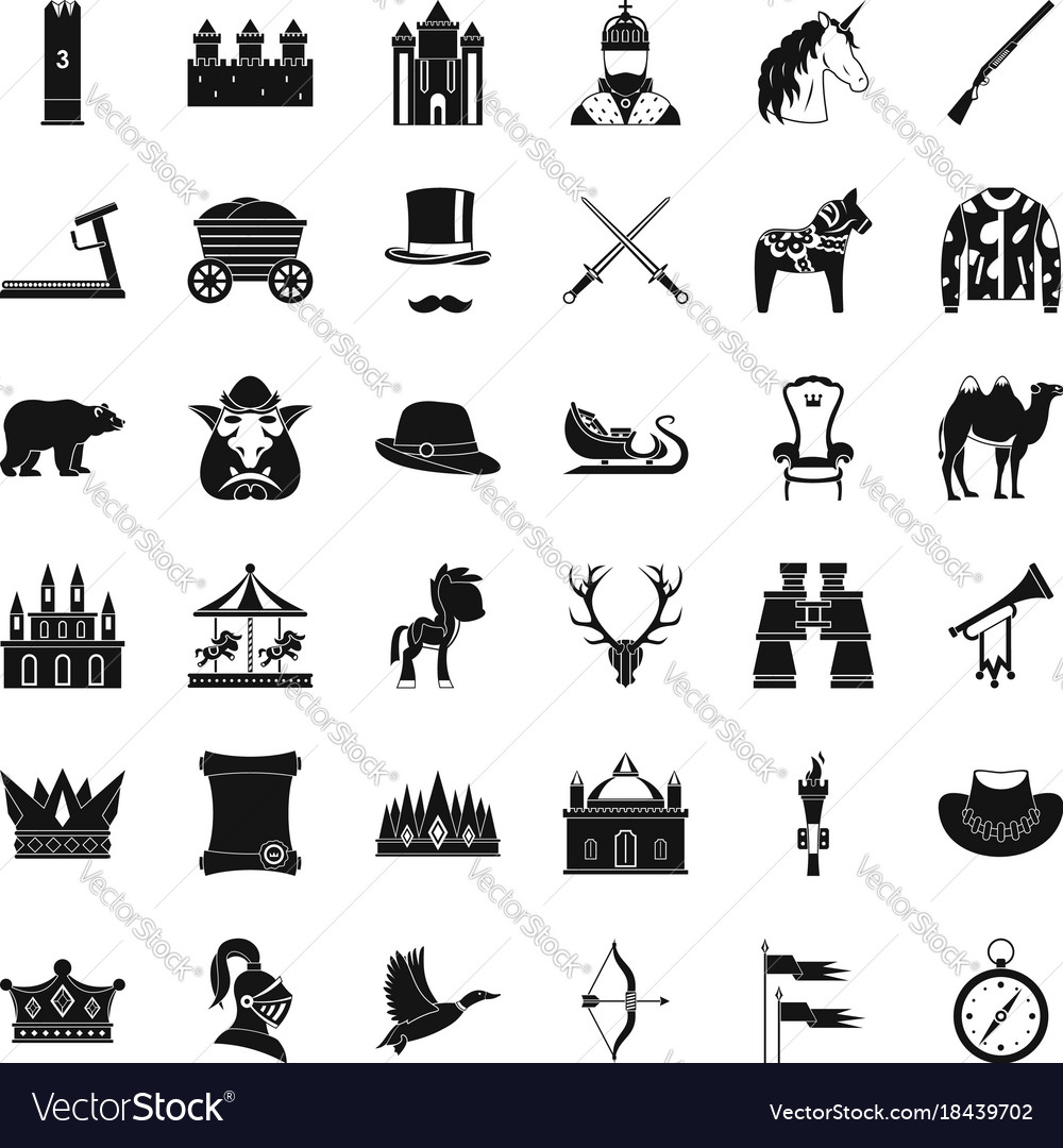 Pony icons set simple style Royalty Free Vector Image