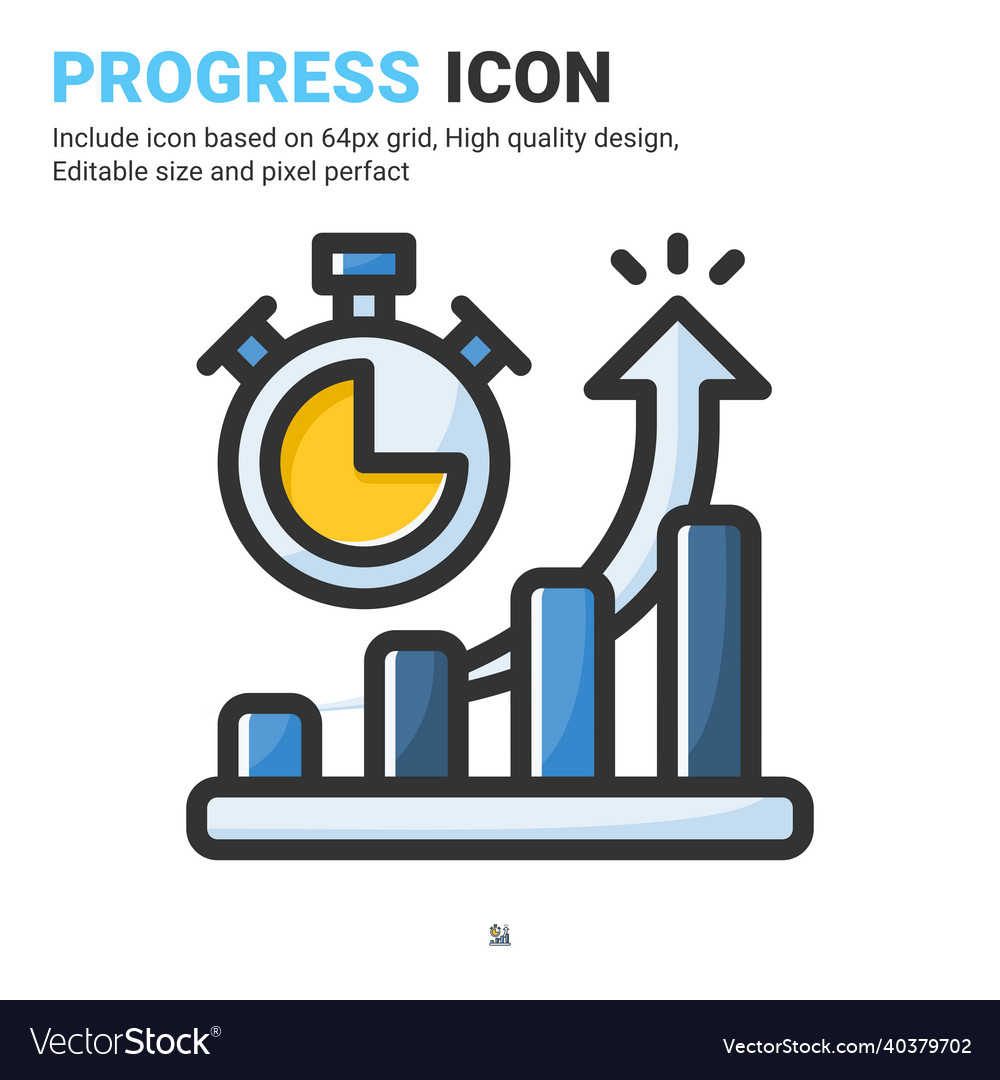 Progress icon with outline color style isolated vector image Progress icon with outline color style isolated