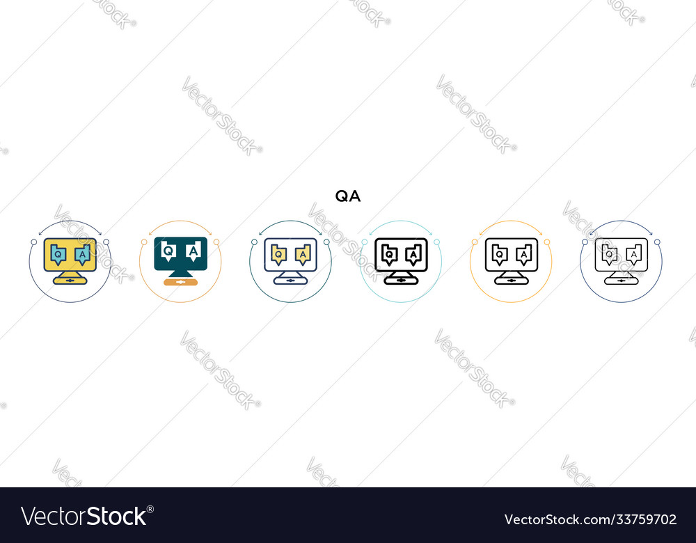 Qa icon in filled thin line outline and stroke vector image Qa icon in filled thin line outline and stroke