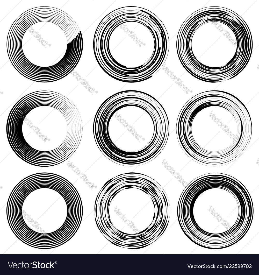 Set of random circle elements concentric circles