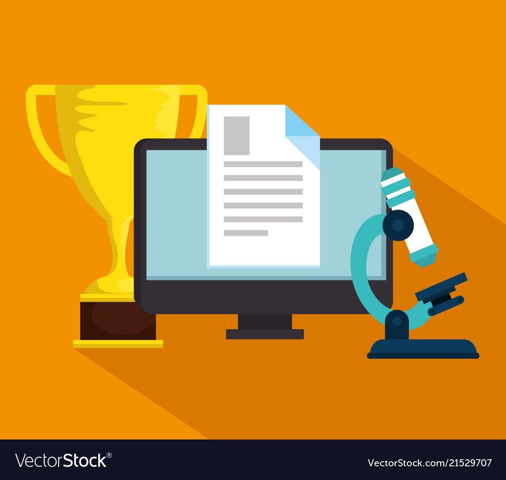 Education on line with desktop display vector image Education on line with desktop display