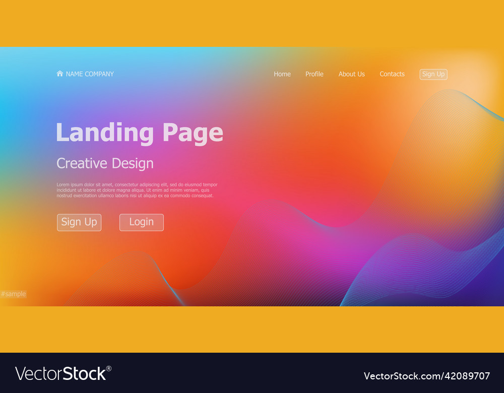 Gradient colorful web template landing page