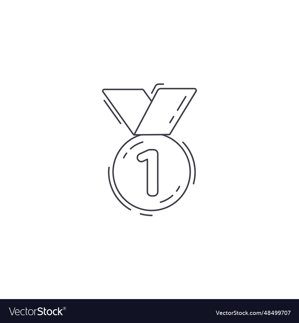 Medal line icon first place award thin