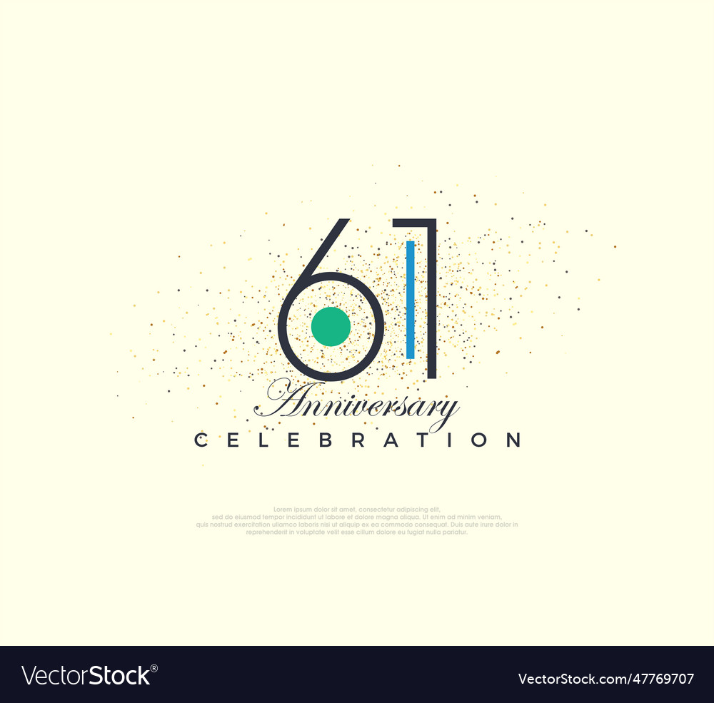 Modern and simple number design for 61st