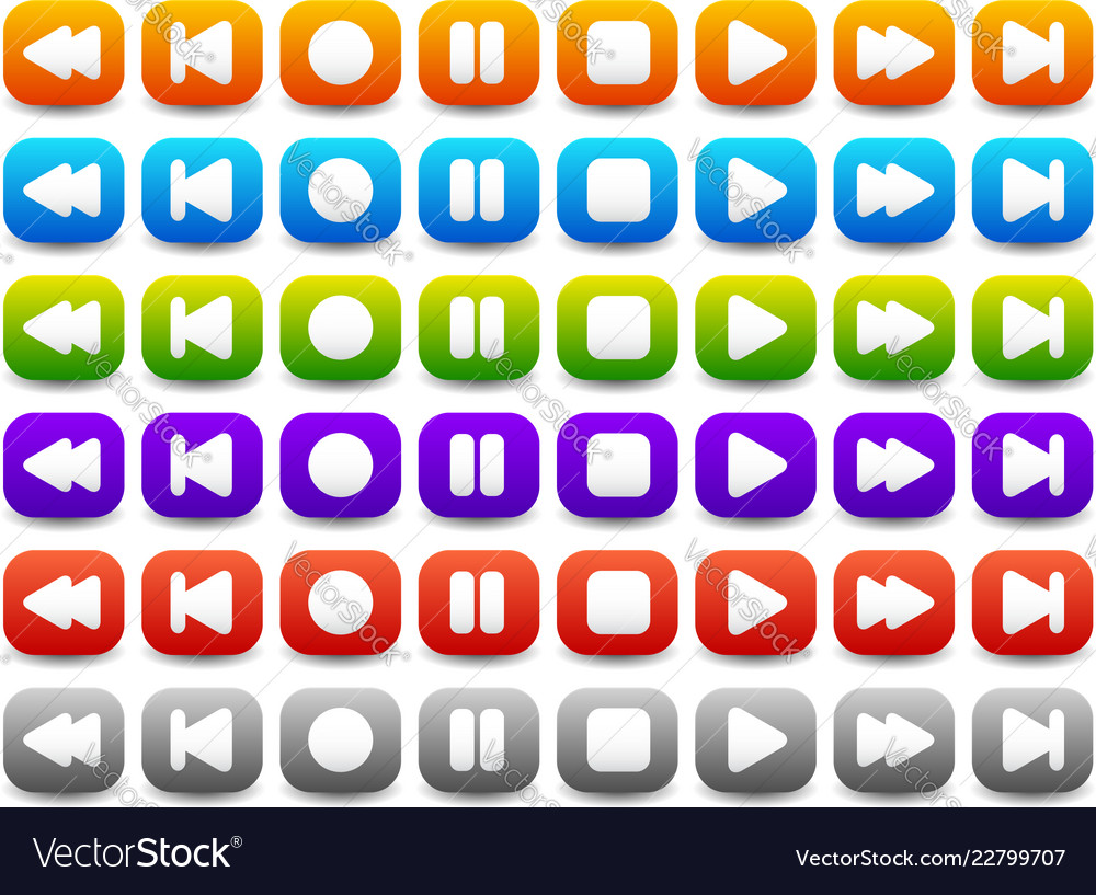 Multimedia audio - video player control buttons vector image Multimedia audio - video player control buttons