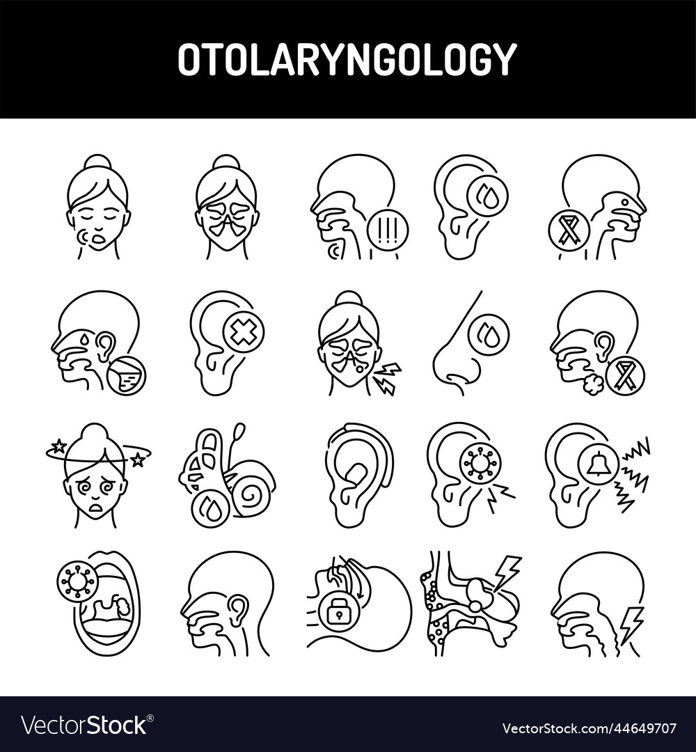 Otolaryngology line icons set isolated